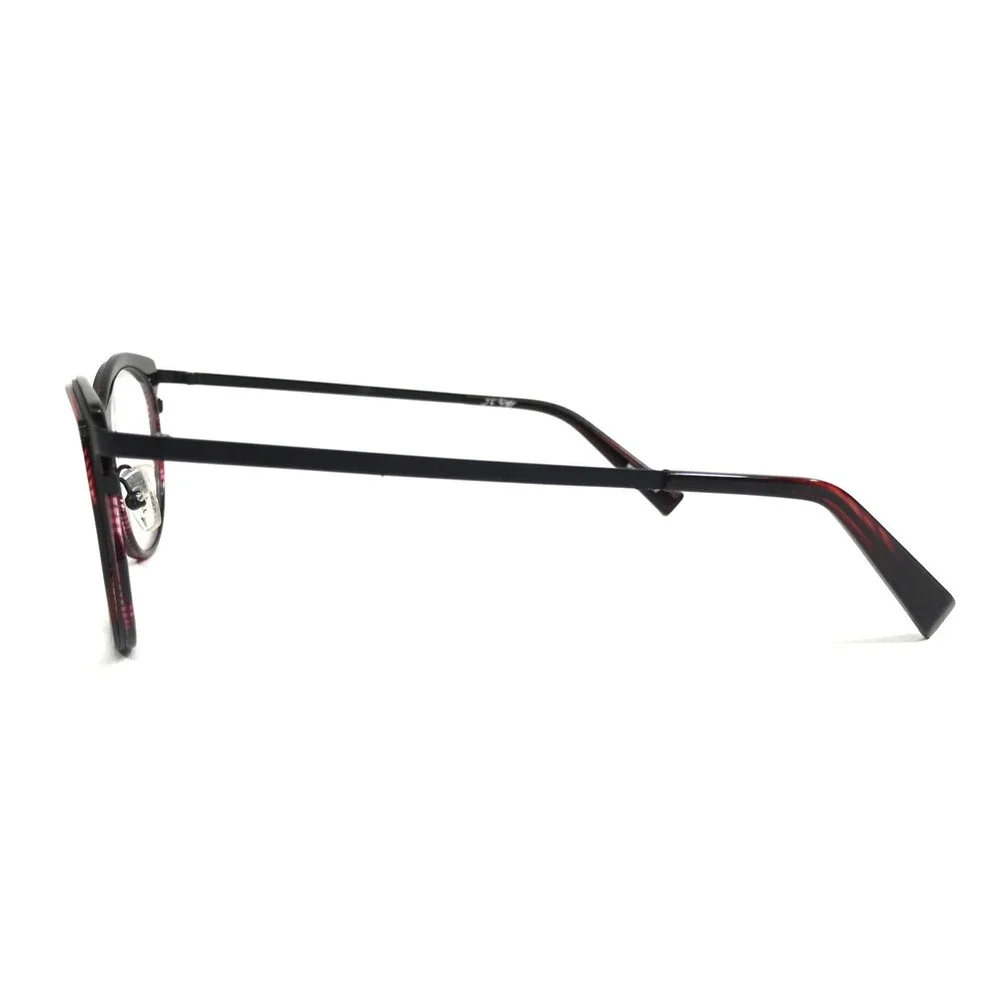 J. F. Rey Eyeglasses Frames JF2822 3545 Black Red Striped Horn Cat Eye 52-19-143